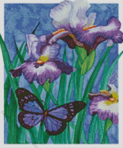 Irises And Butterflies Diamond Painting