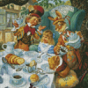 Mad Hatter tea party alice in wonderland Diamond Paintings