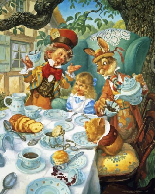 Mad Hatter tea party alice in wonderland Diamond Paintings