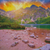 Morskie Oko Lake At Sunset Diamond Paintings