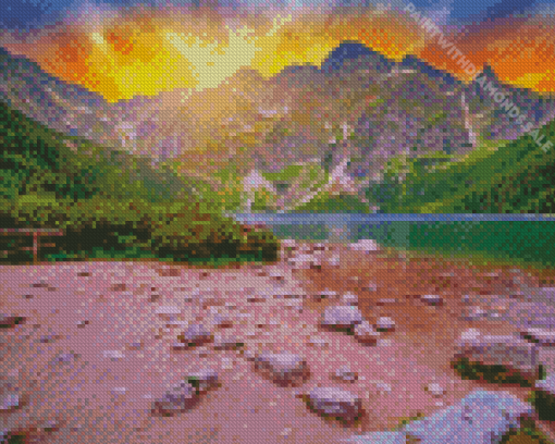 Morskie Oko Lake At Sunset Diamond Paintings