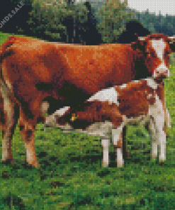 Mother and baby cow Diamond Paintings