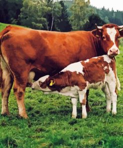 Mother and baby cow Diamond Paintings