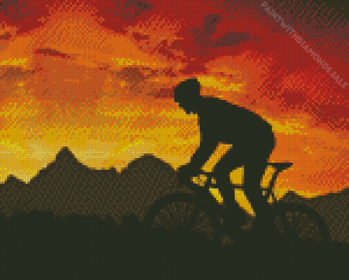 Mountain Biker Silhouette Diamond Paintings