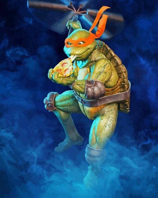 Ninja turtle eating pizza Diamond Paintings