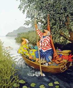 Old Women On Boat Diamond Paintings