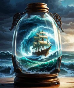 Pirate ship in bottle Diamond Paintings