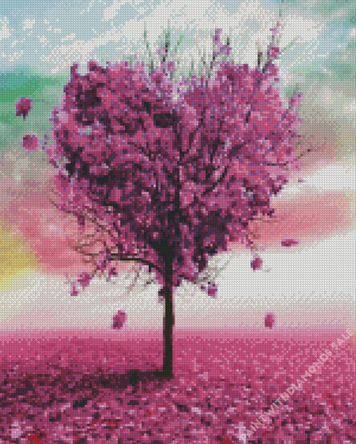 Purple tree heart Diamond Paintings