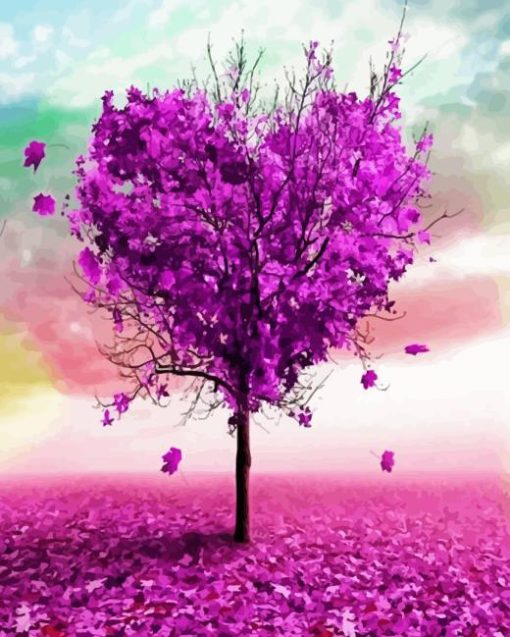 Purple tree heart Diamond Paintings