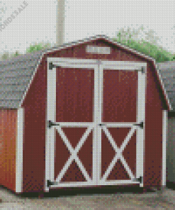 Red Mini barn Diamond Paintings