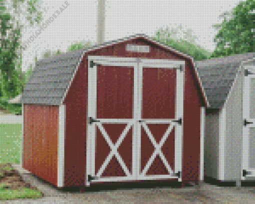 Red Mini barn Diamond Paintings