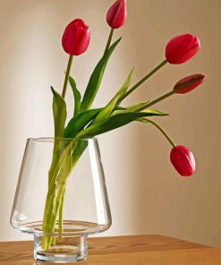 Red tulips in vase Diamond Paintings