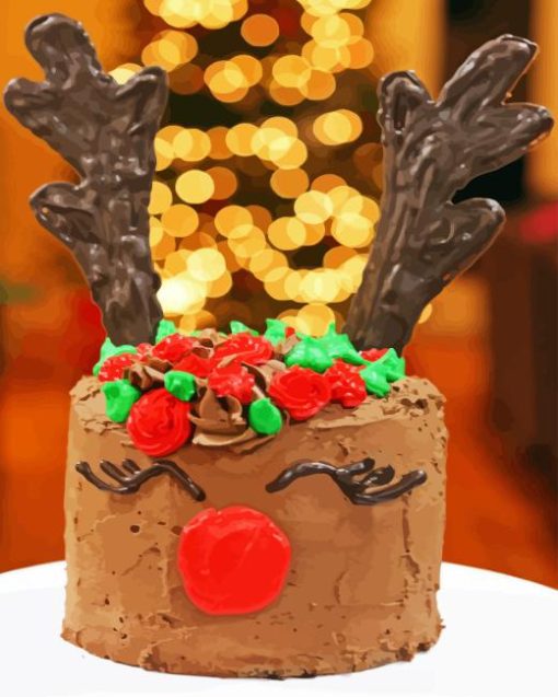 Reindeer Cake Diamond Paintings