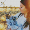 Woman Holding Kangaroo Diamond Painting