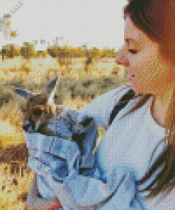 Woman Holding Kangaroo Diamond Painting