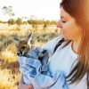 Woman Holding Kangaroo Diamond Painting