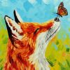 Abstract Fox With Butterfly on Nose Diamond Painting