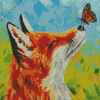 Abstract Fox With Butterfly on Nose Diamond Painting