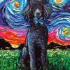 Black Poodles Starry Night Diamond Painting