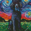 Black Poodles Starry Night Diamond Painting