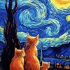 cat starry night Diamond Paintings