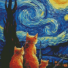 cat starry night Diamond Paintings