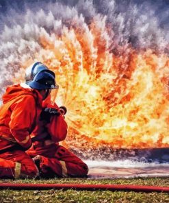 Fireman Fighting Fire Diamond Painting