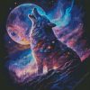 galaxy Wolf with moon Diamond Paintings