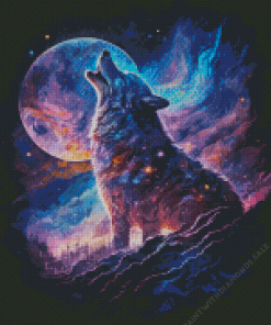 galaxy Wolf with moon Diamond Paintings