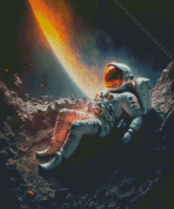 Astronaut Relaxing in Space Diamond Painting