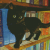 Black Cat In Library Diamond Painting