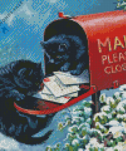 Cats In Mailbox Diamond Painting