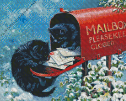 Cats In Mailbox Diamond Painting