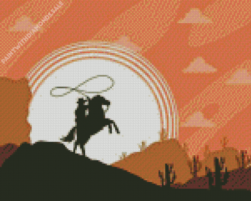 Cowboy Silhouette In Desert Diamond Painting