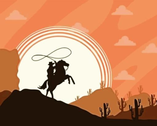 Cowboy Silhouette In Desert Diamond Painting