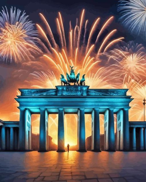 Fireworks Over Brandenburger Gate Diamond Painting