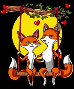 Fox Couple Swinging Diamond Painting