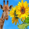 Giraffe And Sunflower Diamond Painting