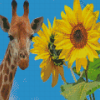 Giraffe And Sunflower Diamond Painting