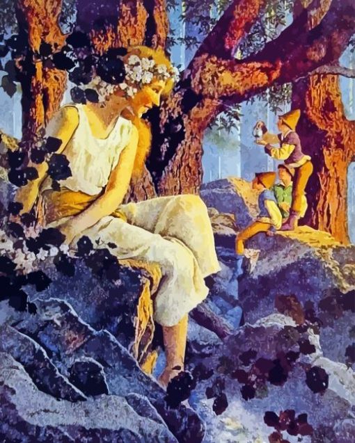 Girl With Elves Maxfield Parrish Diamond Painting