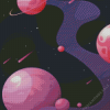 Illustration Purple Planet Space Diamond Painting