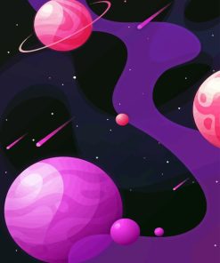 Illustration Purple Planet Space Diamond Painting