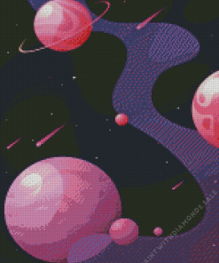 Illustration Purple Planet Space Diamond Painting