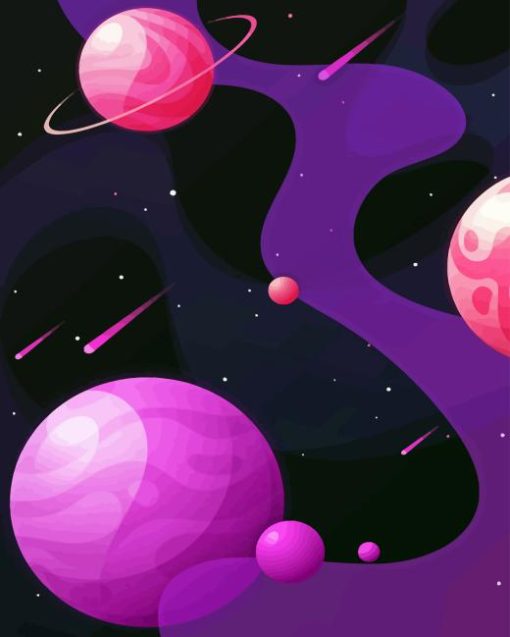 Illustration Purple Planet Space Diamond Painting