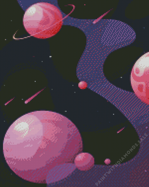 Illustration Purple Planet Space Diamond Painting