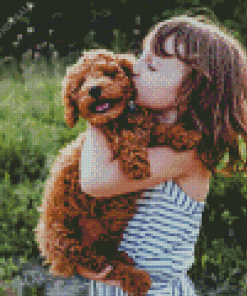 Little Girl With Puppy Diamond Painting