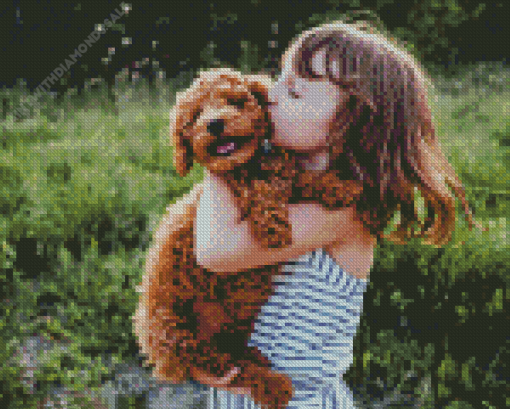 Little Girl With Puppy Diamond Painting