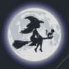 Moonlight Witch And Cat Silhouette Diamond Painting