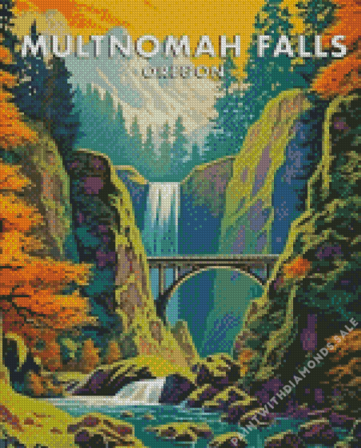 Multnomah Falls Poster Diamond Painting