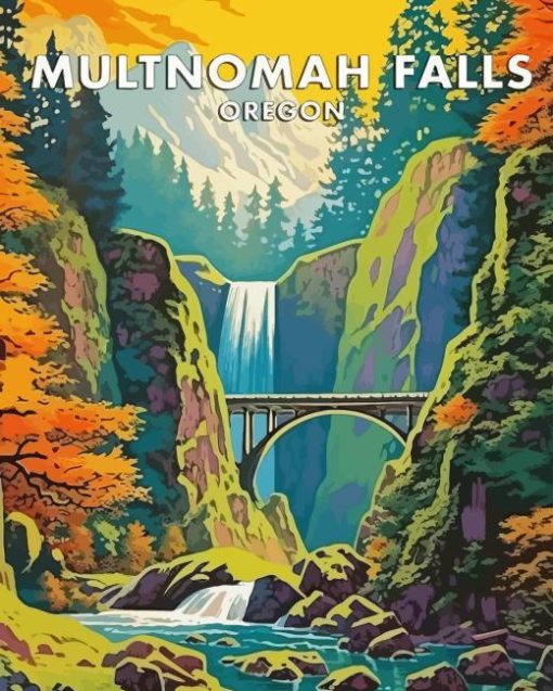 Multnomah Falls Poster Diamond Painting